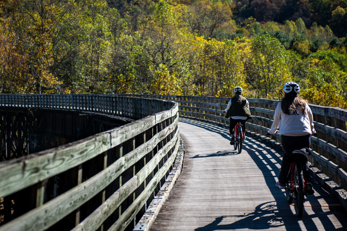 Cyclists on the Virginia Creeper Trail